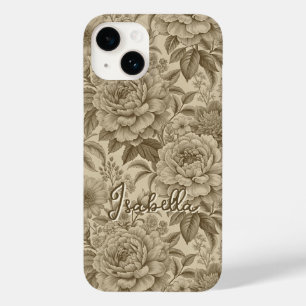 Custom Elegant Boho Chic Brown Blossom Case-Mate iPhone 14 Case