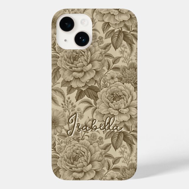 Custom Elegant Boho Chic Brown Blossom Case-Mate iPhone Case (Back)