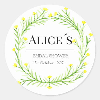 Custom Elegant Bridal Shower Floral Bohemian Classic Round Sticker