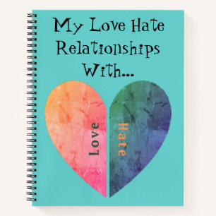 Custom Elegant Broken Heart Love Hate Blue Journal