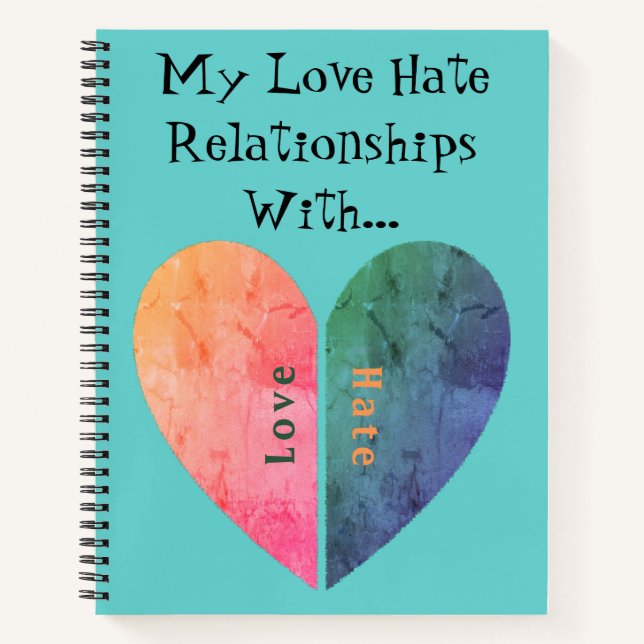 Custom Elegant Broken Heart Love Hate Blue Journal (Front)