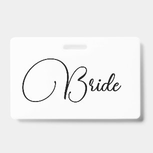 Custom Elegant Calligraphy Bride Bachelorette ID Badge