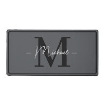 Custom Elegant Charcoal Grey Initial Office Name