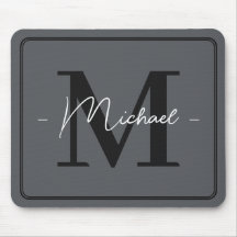 Custom Elegant Charcoal Grey Initial Office Name