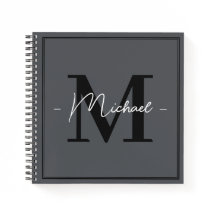 Custom Elegant Charcoal Grey Initial Office Name