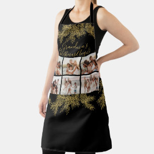 Custom Elegant Christmas Photo Collage Grandma's Apron