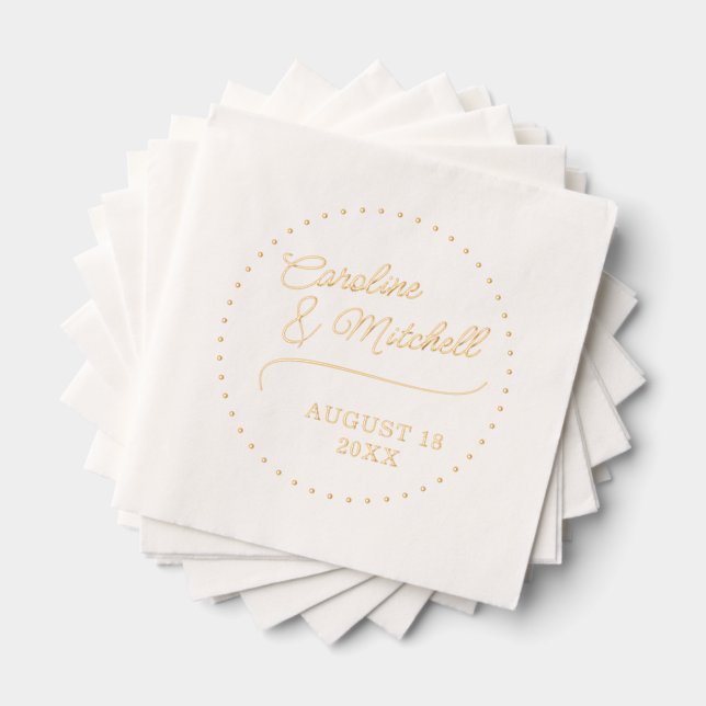 Custom Elegant Classy Couple Names Foil Napkins (Insitu (Stacked))