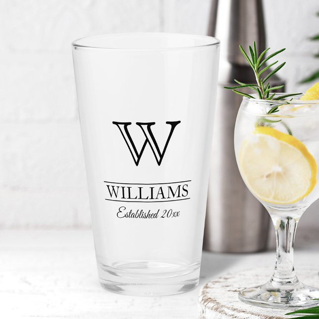 Custom Elegant Classy Family Monogram Name Glass (Creator Uploaded)