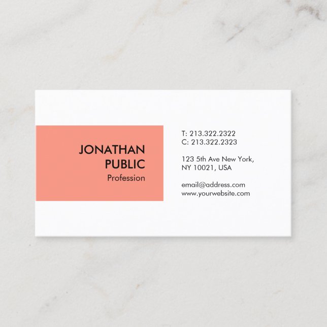 Custom Elegant Colour Modern Professional Simple Business Card (Front)