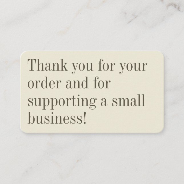 Custom Elegant Cream Small Business Packaging Card (Front)