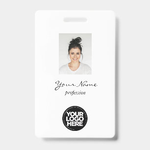 Custom Elegant Employee Photo, BarCode, Logo, Name ID Badge