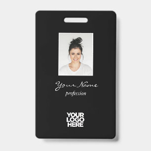 Custom Elegant Employee Photo, BarCode, Logo, Name ID Badge