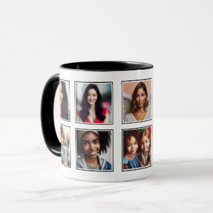 Custom Elegant Family Friends Photo Collage Black Mug