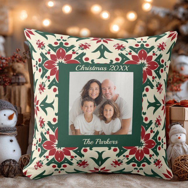Custom Elegant   Family Photo Christmas Cushion (Creator Uploaded)