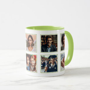 Custom Elegant Family Photo Collage Lime Green Mug