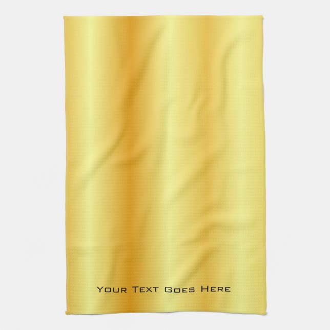 Custom Elegant Faux Gold Add Your Text Template Tea Towel (Vertical)