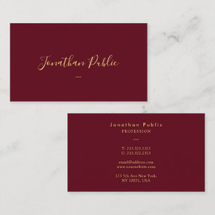 Custom Elegant Faux Gold Calligraphy Script Text Business Card