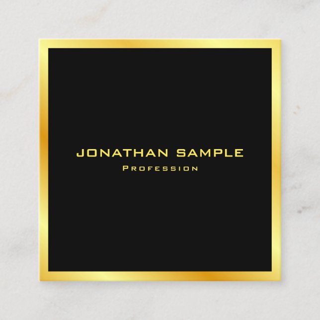 Custom Elegant Faux Gold Modern Template Trendy Square Business Card (Front)