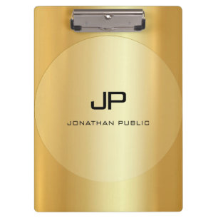 Custom Elegant Faux Gold Monogram Classic Template Clipboard