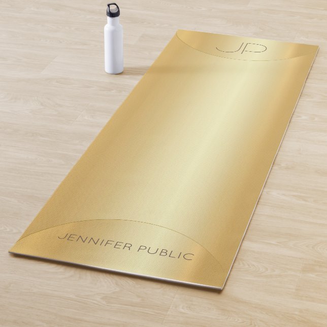 Custom Elegant Faux Gold Monogram Trendy Fitness Yoga Mat (In Situ)