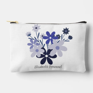 Custom elegant floral blue violet purple accessory pouch