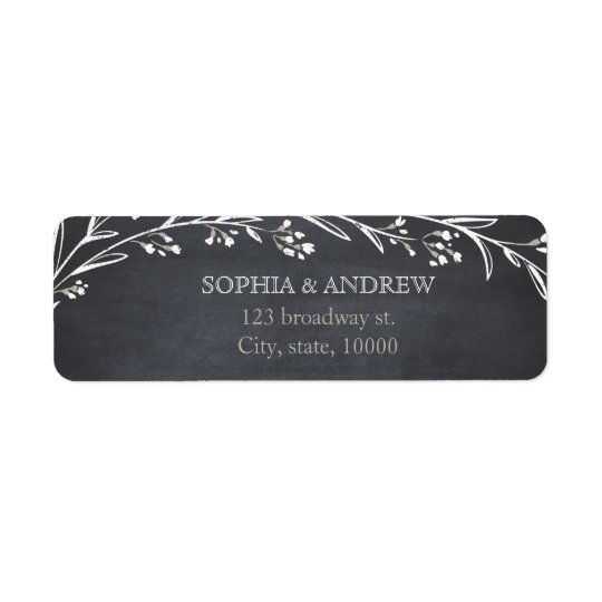 Custom elegant floral chalkboard rustic wedding return address label