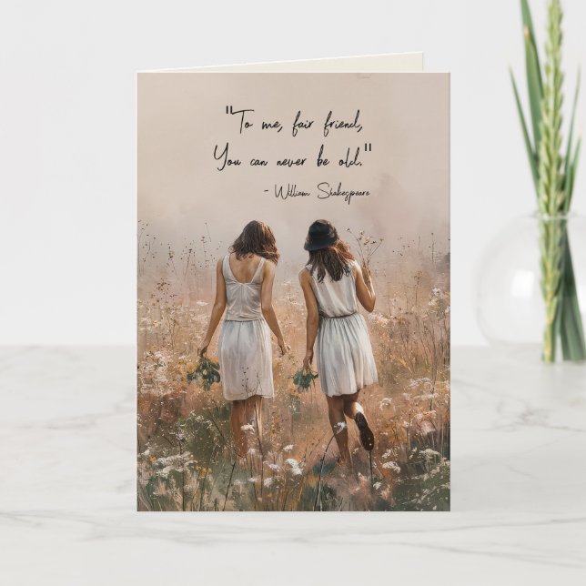 Custom Elegant Floral Friendship Quote Birthday Card (Front)