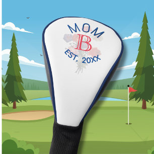 Custom Elegant Floral MOM EST. Monogram Golf Head Cover