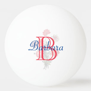 Custom Elegant Floral Name and Monogram   Ping Pong Ball