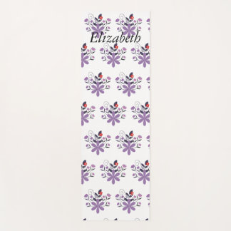 Custom elegant floral purple violet grey red yoga mat