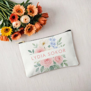 Custom Elegant Floral Watercolor  Accessory Pouch