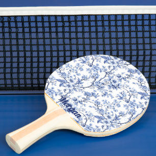 Custom Elegant French Vintage Blue Floral Gift Ping Pong Paddle