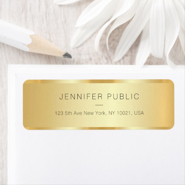 Custom Elegant Glam Luxurious Gold Return Address Label (Insitu)