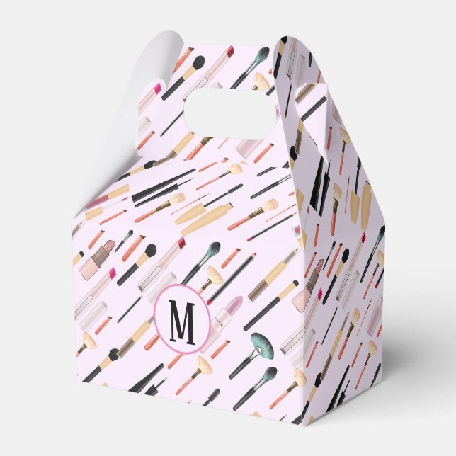 Custom Elegant Glittering Beauty Makeup Tools Favour Box (Front Side)