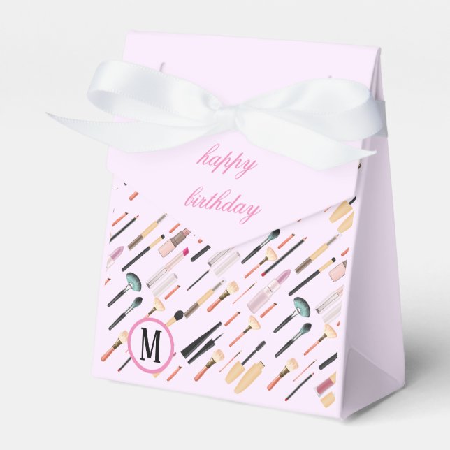 Custom Elegant Glittering Beauty Makeup Tools Favour Box (Front Side)