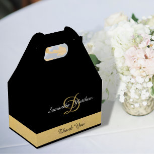 Custom Elegant Gold Black Colour Monogram Initials Favour Box