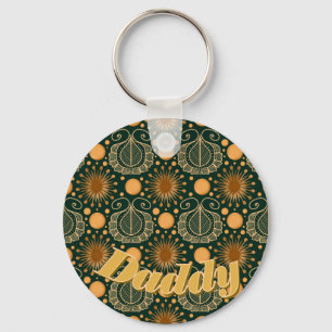 Custom Elegant Gold Boho Ornamental Pattern Key Ring