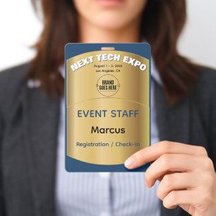 Custom Elegant Gold Conference Trade Show Expo ID Badge