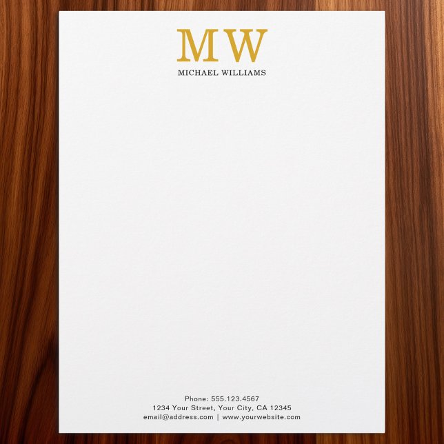 Custom Elegant Gold Initials Monogram Personalised Letterhead (Creator Uploaded)