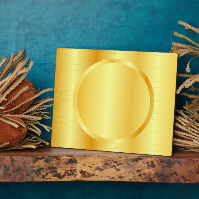 Custom Elegant Gold Look Add Your Text Monogram Plaque (Side)