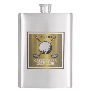 Custom Elegant Golf Club Logo Design Hip Flask