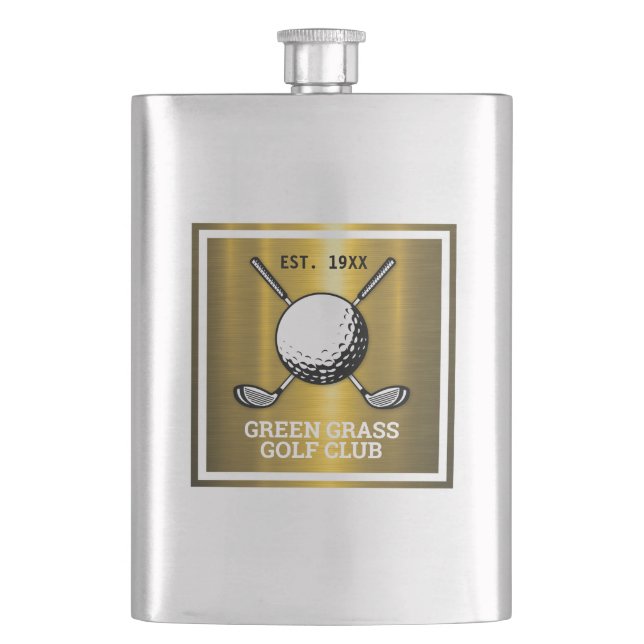 Custom Elegant Golf Club Logo Design Hip Flask (Front)