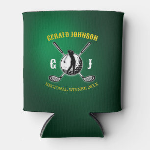 Custom Elegant Golf Monogram Design Can Cooler