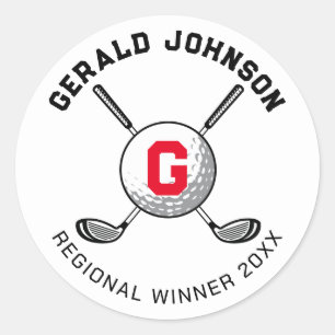 Custom Elegant Golf Monogram Design Classic Round Sticker