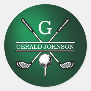 Custom Elegant Golf Monogram Design Classic Round Sticker