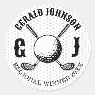 Custom Elegant Golf Monogram Design Classic Round Sticker