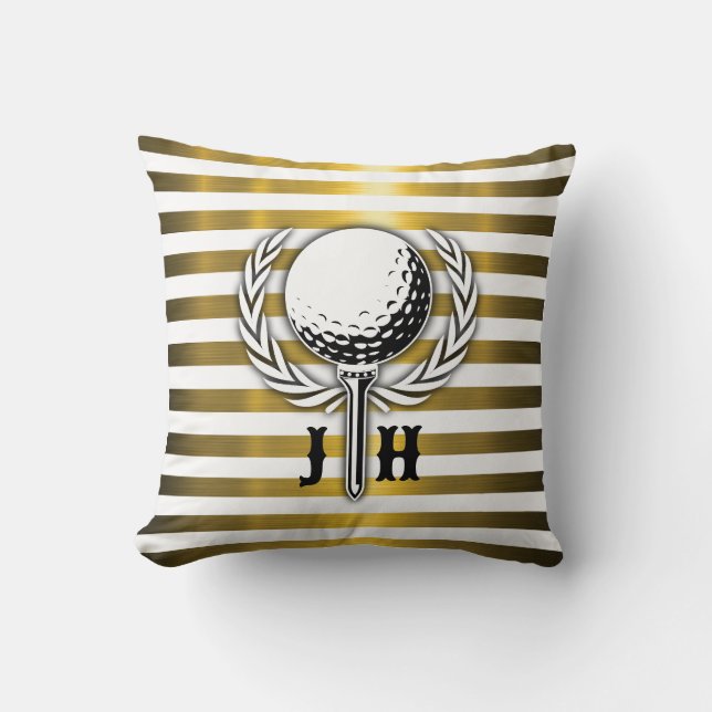 Custom Elegant Golf Monogram Design Cushion (Front)
