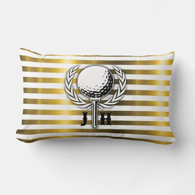 Custom Elegant Golf Monogram Design Lumbar Cushion (Front)