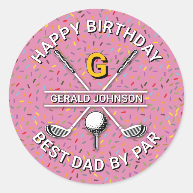 Custom Elegant Golf Party Design Classic Round Sticker (Front)