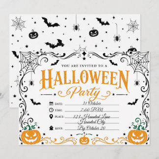 Custom Elegant Gothic Halloween Party Invite